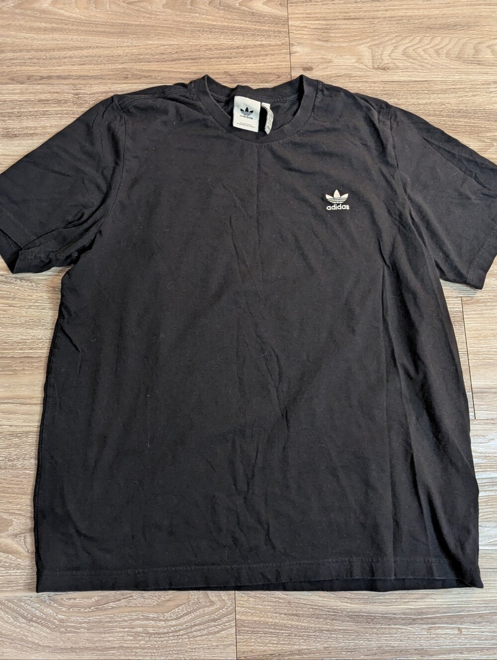 adidas Black Tee with Small White Trefoil Logo